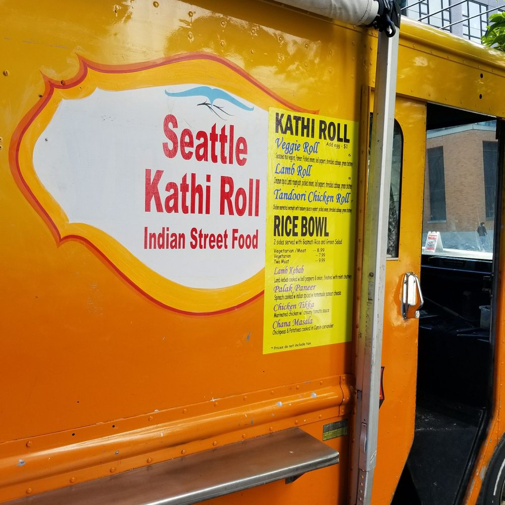 an orange food truck an orange food truck