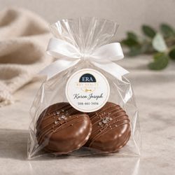 Candy Under Cover 2 - Gorgeous personalized chocolate dipped Oreos with your brand or personalized sticker.