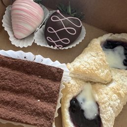 Chocolate covered strawberries, blueberry danish, & the BEST tiramisu you will ever have Chocolate covered strawberries, blueberry danish, & the BEST tiramisu you will ever have