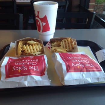 Chick-fil-A - Spicy Chicken sandwich and waffle fries - Fast Food Near Me - Indianapolis, Indiana