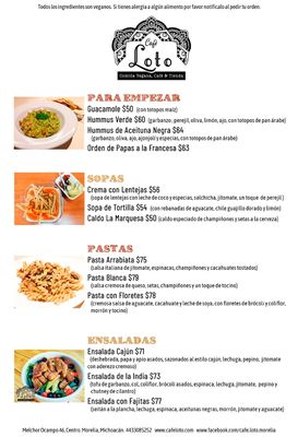 Menu photo 1 Vegan Loto Morelia, MIC Menu photo 1 Vegan Loto Morelia, MIC