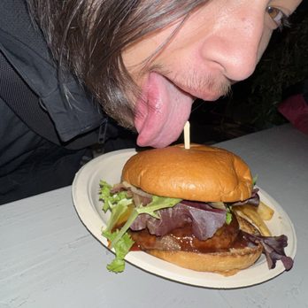 The Backyard - BBQ Burger was yummy. 4.5 out of 5. Bbq sauce was unique and smoky. We love the thin sliced fries. Idiot son not included. - Beer Gardens Near Me - Paso Robles, California The Backyard - BBQ Burger was yummy. 4.5 out of 5. Bbq sauce was unique and smoky. We love the thin sliced fries. Idiot son not included. - Beer Gardens Near Me - Paso Robles, California
