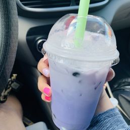 Taro milk tea with tapioca boba