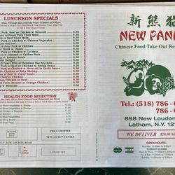 New Panda Chinese Take Out - Menu as of May 2024