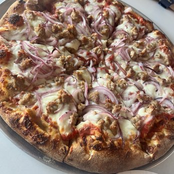 Rubino's Pizza - Medium sausage and onion pizza - Pizza Near Me - Mission Viejo, California