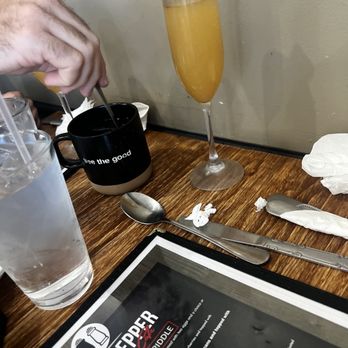 Salt & Pepper Cafe - Apple cider mimosa $4 on Sundays - American Near Me - Acworth, Georgia Salt & Pepper Cafe - Apple cider mimosa $4 on Sundays - American Near Me - Acworth, Georgia