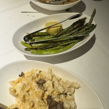 Eddie V's Prime Seafood - Lobster Mac, Grilled Asparagus & lobster rice - Seafood Near Me - Charlotte, North Carolina