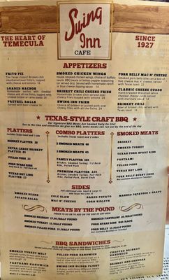 Menu photo 2 Swing Inn Cafe & BBQ Temecula, CA Menu photo 2 Swing Inn Cafe & BBQ Temecula, CA
