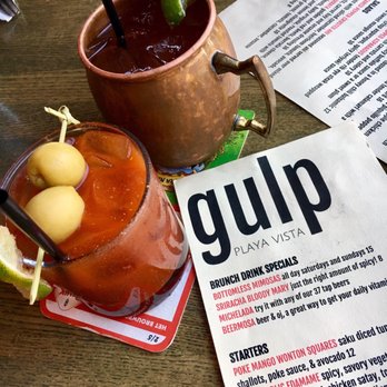 Gulp - Bloody Mary and Moscow Mule - Both made wonderfully! Perfect spice ratio for the bloody and the moscow was nice a bubbly :) :) - New American Near Me - Los Angeles, California Gulp - Bloody Mary and Moscow Mule - Both made wonderfully! Perfect spice ratio for the bloody and the moscow was nice a bubbly :) :) - New American Near Me - Los Angeles, California