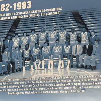 Dean E. Smith Center - UNC Men's Basketball team photo 82-83 with Michael Jordan - Stadiums & Arenas Near Me - Chapel Hill, North Carolina