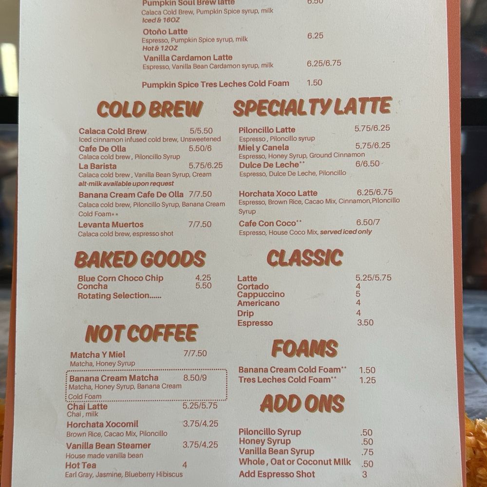 Menu with seasonal offerings 11/1/25 Menu with seasonal offerings 11/1/25