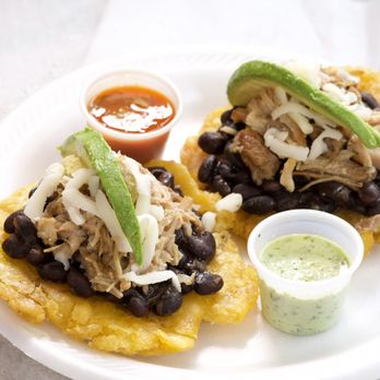 Empanadas X-press - Dúo de Tostones (fried plantains) with black beans, your choice of meat, avocado and cheese! - Empanadas Near Me - Union City, New Jersey