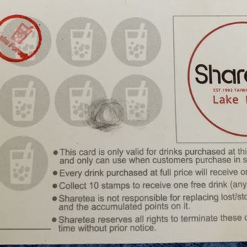 Sharetea - Loyalty card - Coffee & Tea Near Me - Lake Forest, California Sharetea - Loyalty card - Coffee & Tea Near Me - Lake Forest, California