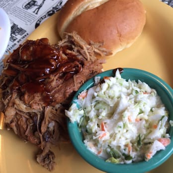 Smokin' Jack's Rib Shack - 1/4 lb pulled pork sandwich and coleslaw! - Barbeque Near Me - Bloomington, Indiana