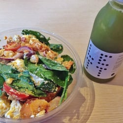 Lett - Salad with spinach, sweet potato, feta, and a miso dressing. Absolute bliss.