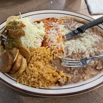 Playa Baja - Enchilada and taco plate. Very yummy Ft papas from ham and eggs plate - Mexican Near Me - Montebello, California