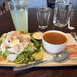 Cobb salad and tomato basil soup with the pineapple mint drink.