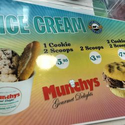 Munchys Cookies - Ice cream menu.