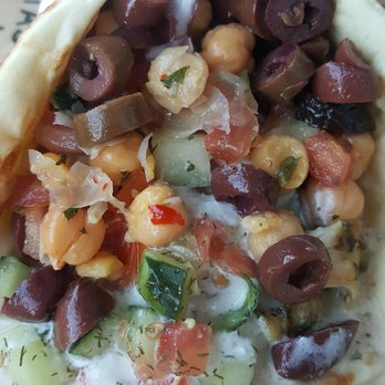 Gyroville - Chicken pita w/ tzatziki, olives, chick peas & cucumber tomato combo - Greek Near Me - Fort Lauderdale, Florida Gyroville - Chicken pita w/ tzatziki, olives, chick peas & cucumber tomato combo - Greek Near Me - Fort Lauderdale, Florida