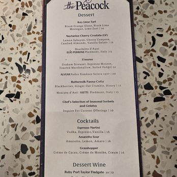 Juno & The Peacock - Dessert Menu - Seafood Near Me - St. Petersburg, Florida Juno & The Peacock - Dessert Menu - Seafood Near Me - St. Petersburg, Florida