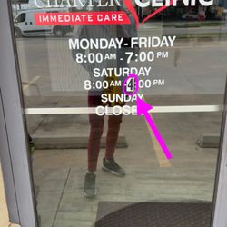 Charter Clinic Urgent Care - New hours! For Saturday now 4pm