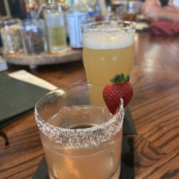 Strawberry kiwi margarita with a nice block ice cube! Strawberry kiwi margarita with a nice block ice cube!