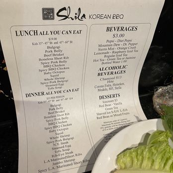 Shila Korean BBQ - Nov. 2023 menu/prices - Korean Near Me - Fresno, California