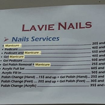 La Vie Nails - Price chart - Nail Salons Near Me - Alameda, California
