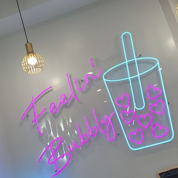 Feng Cha Teahouse - Bar area- neon sign - Bubble Tea Near Me - Costa Mesa, California