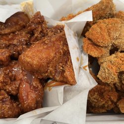 bb.q Chicken - Left: secret spicy, Right: red chak chak