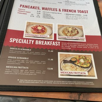 Jus Grill Restaurant - Menu page showing the Mexican Frittata Breakfast I ordered. - American Near Me - Aurora, Colorado