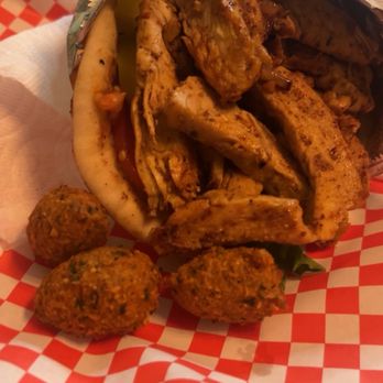 Arslan's Gyros - Chicken gyro and some falafel I got to try! - Greek Near Me - San Diego, California