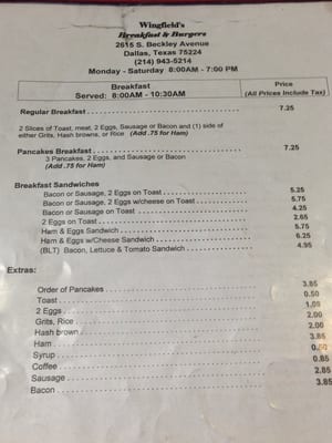 Menu photo 7 Wingfield's Breakfast & Burger Dallas, TX