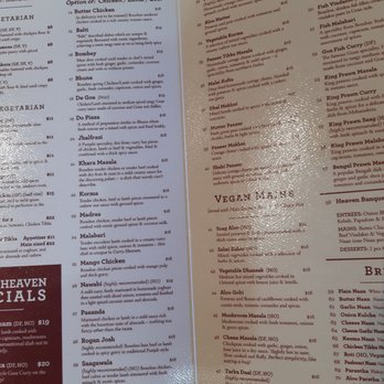 Curry Heaven - Menu - Indian Near Me - Wellington, WGN Curry Heaven - Menu - Indian Near Me - Wellington, WGN