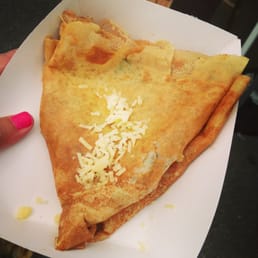 Go to the crepe stand and try the ham, cheese and spinach crepe!