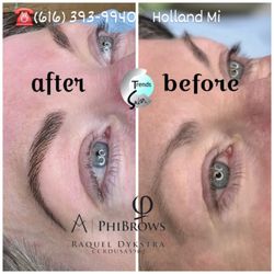 At Trends Hair Salon & Microblading Permanent Cosmetics - Microblading picture before and after.