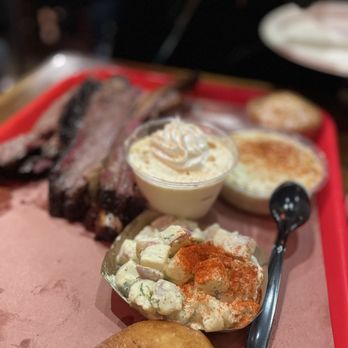 Terry Black's Barbecue - Banana pudding, corn bread, potato salad, and creamed corn - Barbeque Near Me - Austin, Texas