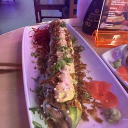Salmon crunch roll. Salmon crunch roll.