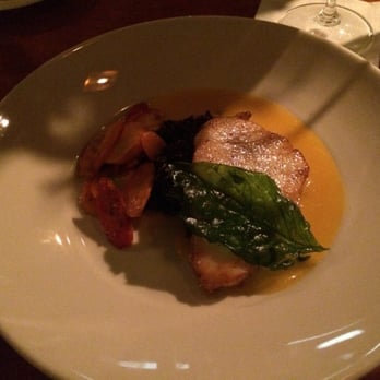 The Cellar - Sea Bass with fried basil leaf, purple sticky rice,mango apricot puree, local rainbow carrots. Mmmmm - Tapas Bars Near Me - Corning, New York The Cellar - Sea Bass with fried basil leaf, purple sticky rice,mango apricot puree, local rainbow carrots. Mmmmm - Tapas Bars Near Me - Corning, New York