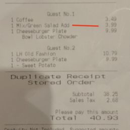 Bill with fraudulent charge