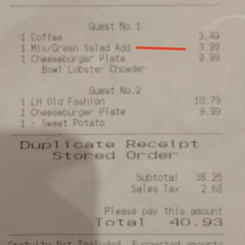 LongHorn Steakhouse - Bill with fraudulent charge - Steakhouses Near Me - Orlando, Florida