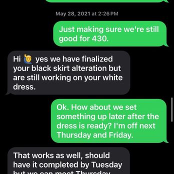 Hill Country Alterations & Embroidery - No show for appointment and lies about dress being ready. - Sewing & Alterations Near Me - Kyle, Texas Hill Country Alterations & Embroidery - No show for appointment and lies about dress being ready. - Sewing & Alterations Near Me - Kyle, Texas