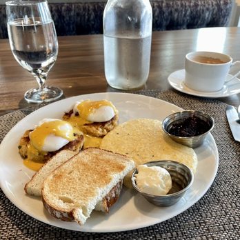 34° North Restaurant + Bar - Beaufort Benedict with a mocha latte. - Bars Near Me - Beaufort, North Carolina 34° North Restaurant + Bar - Beaufort Benedict with a mocha latte. - Bars Near Me - Beaufort, North Carolina