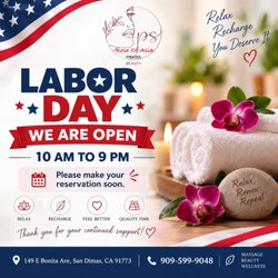 Rose of Asia Spa - We're Open This Labor Day!