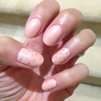 Artisan Nails - Baby pink #37 with gold dots - Nail Salons Near Me - Portland, Oregon