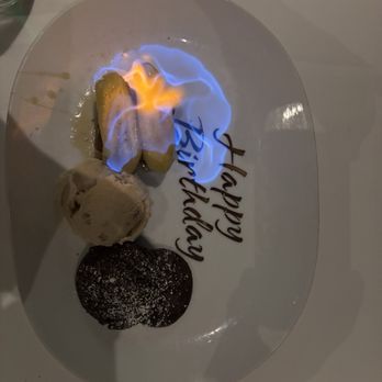 Eddie V's Prime Seafood - Birthday dessert! Nice surprise! - Seafood Near Me - Plano, Texas Eddie V's Prime Seafood - Birthday dessert! Nice surprise! - Seafood Near Me - Plano, Texas