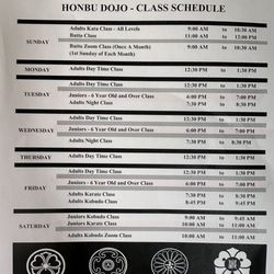 Shito-Ryu Genbu-Kai Karate - Schedule for summer 2024