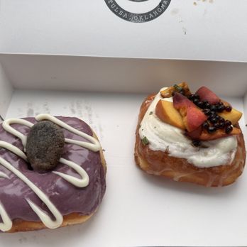 Super Secret Donuts - Ube donut and peach - Donuts Near Me - Tulsa, Oklahoma