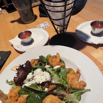 DJ's Bar and Grill - Cover 3 salad with fried shrimp and parm fries - Sports Bars Near Me - San Antonio, Texas DJ's Bar and Grill - Cover 3 salad with fried shrimp and parm fries - Sports Bars Near Me - San Antonio, Texas