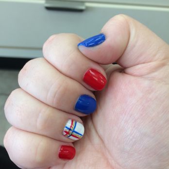Vip Nails - Rocking the red white and blue look.. toes are matching!! - Nail Salons Near Me - Manassas, Virginia